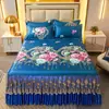 Esterilla de Verano, Esterilla de Seda de Hielo, Faldón de Cama, Juego de Tres Piezas, Esterilla Doble para el Hogar, Esterilla Lavable a Máquina para el Verano con Aire Acondicionado, Esterilla Suave, Cubre Cama