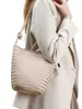 2026 Nueva Bolso de Hombro Único Retro de Moda, Bolso Cruzado Tipo Cubo de Gran Capacidad, Bolso Tejido Hecho a Mano con Textura para Mujer