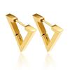 Aretes de triángulo de acero de titanio con superficie de paisaje simple de lujo ligero, exquisitos coreanos, oro rosa, acero inoxidable, venta al por mayor