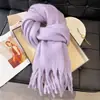 Cachecol Liso Imitação de Caxemira Xale Cachecol de Inverno Feminino Outono e Inverno Estilo Coreano Cachecol de Mohair Branco