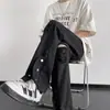 Calça de moda masculina reta, jovem, estilosa, de verão, transfronteiriça, jeans lavado Harajuku moderno, novo, com zíper