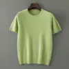 Suéter de Lana Pura para Hombre de Principios de Otoño, Manga Corta, Cuello Redondo de Alta Gama, Camiseta de Color Sólido, Suéter de Punto Fino para Hombres Jóvenes y de Mediana Edad
