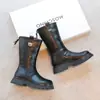 Botas de niña otoño botas largas invierno y otoño botas largas infantiles niñas botas altas con felpa botas de cuero para niñas pequeñas negro algodón de dos capas