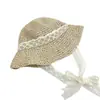 Sombrero para Mujer con Correa de Encaje, Cortavientos, Protector Solar, Sombrero de Paja, Pequeño y Fresco, Viaje de Verano, Vacaciones en la Playa, Sombrero Plegable