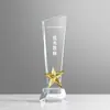 Trofeo de cristal personalizado con grabado en vidrio, premio de estrella de cinco puntas, mini conmemorativo de diseño creativo de alta gama, hecho a medida para competiciones infantiles