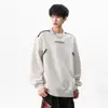Moletom Americano Pesado de Metal com Zíper para Outono, Design Tendência High Street Novo, Blusa Solta e Estilosa para Homens