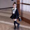 Vestido Feminino Estilo Hepburn Francês Primavera e Outono Novo Estilo Infantil Estilo Preppy Menina Princesa Elegante Vestido Preto Pequeno