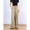 Calças de Linho Estilo Simples Perna Larga Estreita para Mulheres, Verão Fino Cropped Petite Solto Respirável Fresco Casual Retas