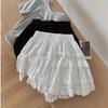 Saia Bolo Ballet Verão Preto e Branco Shorts Saia Anti-Exposição Feminina Saia Guarda-Chuva Versátil Feminina Emendada Saia Mini A-Line