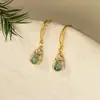 Ganchos de Orelha em Prata de Lei S925 Nalan com Jade Azul Água Incrustado com Diamantes em Formato de Cuia Brincos Exquisitos Simples Estilo Ins Nicho M07870