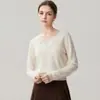 Nova coleção de outono de suéteres femininos de cashmere: versátil, de caimento solto e emagrecedor, com um design de gola floral para aquecimento