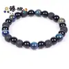 Europeu e Americano Transfronteiriço Mais Vendido 8mm Olho de Tigre Natural Pedra Vulcânica Combinação Pulseiras de Casal Versátil Pulseira Feminina