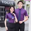 Verano 2022 nuevo sarga profesional camisa mujer logo bordado vestido camisa ropa de trabajo para hombre y mujer venta al por mayor