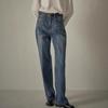 Jeans Feminino Novo Estilo 2026 Primavera e Outono Retro Cintura Alta Perna Reta Solto Casual Comprimento Total Calças