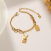 Pulseira para Mulheres Banhada a Ouro Rosa Aço Titânio Estilo Coreano Pulseira Coelho Moda Popular Personalizada Novo Fabricante de Joias Atacado