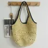 Bolso de paja tejido a mano estilo ins verano viaje playa bolso tejido bolso de mano de moda bolso de mujer venta al por mayor