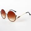 Nuevas gafas de sol con diamantes incrustados, gafas de sol redondas sin marco, gafas de sol de moda para mujer, gafas de sol de lujo ligeras y personalizadas con fotografía callejera de moda.