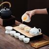 Juego de té de viaje, juego de té de kung fu de porcelana blanca jade con grasa de oveja, venta al por mayor, tetera portátil para exteriores, regalo de negocios, impresión