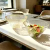 Nuevo Creativo Bol Transparente para Ensalada Estilo Japonés, Plato Individual de Vidrio para Frutas para el Hogar, Bol Grande, Vajilla Linda, Suministro de Fábrica