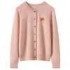 Suéter chaqueta de punto cálido cómodo de estilo popular nuevo para otoño e invierno, 100% cachemira pura, botones de colores, moda juvenil, cuello redondo