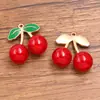 3 Cores 24X25mm DIY Liga Resina Pingada Acessórios de Joia Fruta Pingente Cereja Cereja Pingente Pingente