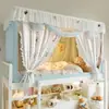 Xiangling Frescor Premium e Juvenil Floral Renda Dupla Veludo Dormitório Estudantil Cortina de Cama Estampada Mosquiteiro
