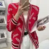 Suéter Jacquard con Letras de Joker de Moda Abrigo para Mujer Otoño e Invierno 2023 Nuevo Estilo Perezoso Ajustado Adelgazante Cárdigan de Punto