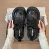 Zapatos de vestir, mocasines de plataforma, estilo preppy británico, de moda, colección de otoño 2026, tacón grueso, con cordones, zapatos pequeños de cuero, zapatos de suela gruesa para mujer