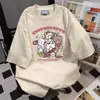 Camiseta linda, dulce y divertida con estampado y diseño único, corte holgado casual a la moda, top vintage versátil