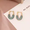 Pendientes Turquesa de Clip de Papel Moda Exquisitos de Gama Alta Pequeños Únicos Diseño de Nicho Pendientes Personalizados para Mujer