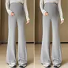 Pantalones de maternidad para primavera y otoño, pantalones acampanados para mujeres embarazadas, pantalones ligeramente acampanados que no aprietan el vientre, leggings de yoga para otoño