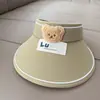 Chapéu de Proteção Solar Infantil com Faixa de Cabeça, Chapéu de Sol de Coelho de Desenho Animado, Chapéu Aberto Fofo e Versátil para Meninos e Meninas