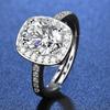 Anillo Abierto Ovalado de Moda Lujo Ligero Forma de Huevo Temperamento para Mujer, Microincrustado de Circonita Simulada Moissanita, Europeo y Americano Transfronterizo