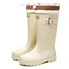 Moda Transfronteriza Botas de Lluvia Rojo Brillante para Mujer Navidad Año Nuevo Botas de Lluvia de Caña Alta Impermeables Antideslizantes Resistentes al Desgaste Botas de Agua Zapatos de Goma para Adulto