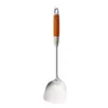 Espátula de Aço Inoxidável 304 Espátula para Saltear Cabo de Madeira de Pera Pá para Saltear Doméstica Concha para Sopa Espátula para Fritar Colher Escumadeira Conjunto de Utensílios de Cozinha