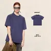 Camiseta de Manga Raglán Dobladillo Enrollado para Hombre 260g Lavada Vintage Patchwork Algodón Puro Holgada Manga Corta Camiseta Retro Moderna.