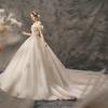 Vestido de Noiva de Um Ombro 2026 Novo Estilo de Noiva com Cauda, Celebridade da Internet Tiktok Estrela Princesa Palácio Céu Estrelado Estilo Floresta Vestido de Noiva Hepburn para Mulheres