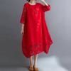 Verano Nuevo Estilo Étnico Encaje Artesanal Bata Retro Vacaciones en la Playa Vestido Largo Vestido Super Hada