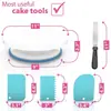 Juego de 54 piezas para decorar los lados del pastel, plato giratorio para pastel, juego de herramientas, juego de boquillas para decorar DIY, herramienta para crema de repostería, fondant