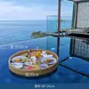 Bandeja Flutuante para Piscina de Villa Casual Prato de Jantar para B&B de Celebridade da Internet Café da Manhã Hotel Chá da Tarde Cesta de Rattan