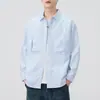 Roupas Masculinas Fengshe / Nova Primavera e Outono Roupa de Trabalho Retrô Japonesa Camisa Masculina Solta Casual Listrada Camisa Estilo Americano