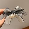 Lazo de encaje con pinza de perla, elegante y elegante pinza de tiburón, horquilla de alta gama para la parte posterior de la cabeza, accesorios para el cabello de mujer
