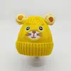Gorro de Lã Tricotado Infantil Outono e Inverno com Forro de Fleece Espessado Proteção para Orelhas Desenho Animado Algodão Puro Fofo Gorro Pulôver