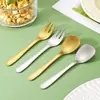 Colher e Garfo Infantis Estilo Japonês 304 Aço Inoxidável Jateado Utensílios de Mesa Colher Sopa para Bebê Concha Colher de Arroz Garfo de Sobremesa Bolo