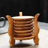Porta-copos de Chá, Tapete de Chá Kung Fu, Conjunto de Porta-xícaras de Chá, Bandeja de Chá, Tapete de Isolamento Térmico, Tapete de Bambu, Bandeja de Chá, Acessórios para Cerimônia do Chá, Utensílios de Bambu
