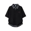 Camisa Polo de Peso Pesado Verano para Hombre Camiseta de Manga Corta Estilo Ins Sencillo Holgada Versátil de Marca de Moda Cuello Campana Media Manga Camiseta de Estudiante