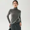 Suéter de Cashmere para Mulheres com Bordas Dobradas e Gola Alta Empilhada, Suéter Base de Tricô Quente Solto de Gola Alta para Mulheres