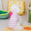 Ropa para Gato Perro Pequeño Schnauzer Teddy Anti-Caída Primavera Verano Chaleco de Algodón Rayado 24 Bolsillos