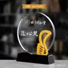 Nuevo trofeo de metal de cristal de alta calidad al por mayor, medalla anual de negocio para empleados destacados de empresa creativa, premios de competición