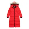 Parka de Penas Estendida CG Feminina Europeia e Americana Tendência Marca Nova com Bordado de Emblema Etiqueta, Alternativa a Produtos Europeus Transfronteiriços